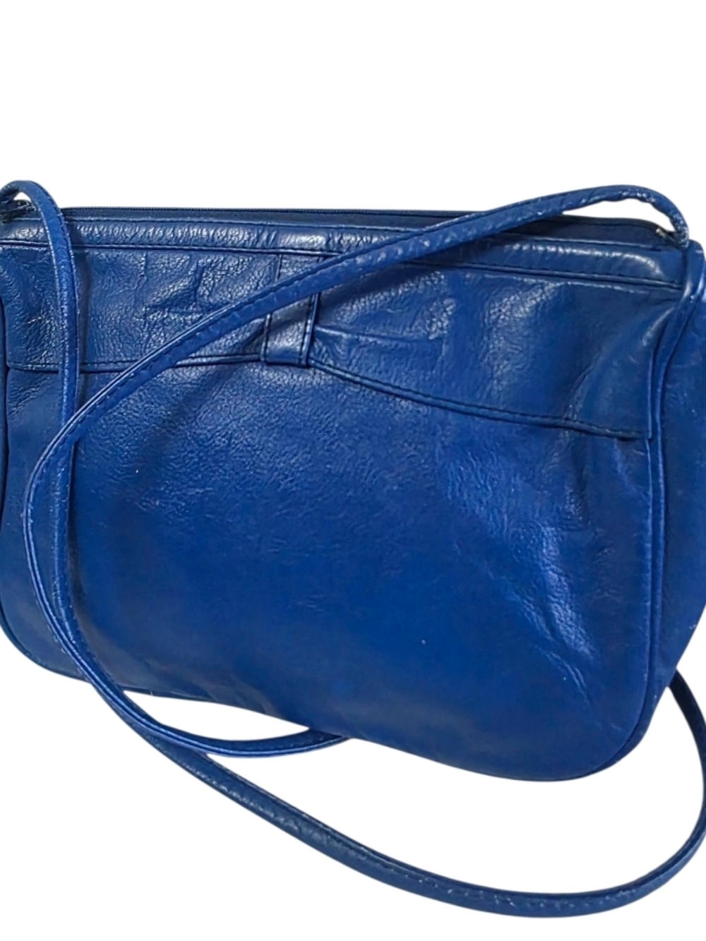 Contessa Vintage Sleek Cobalt Blue Leather Crossbody Bag